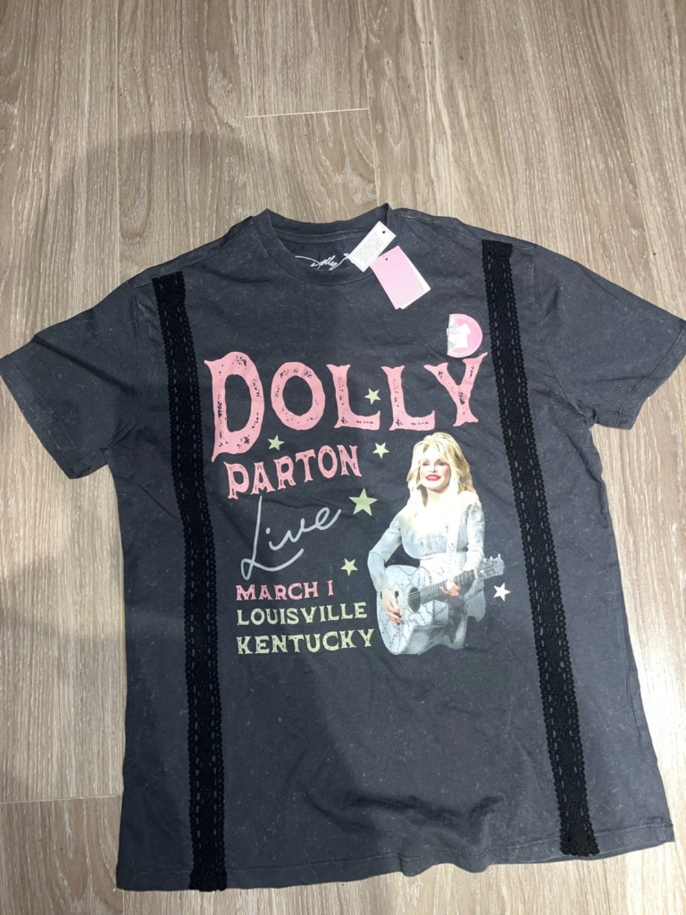Dollcake Black Tee with Pink and Cream Graphic